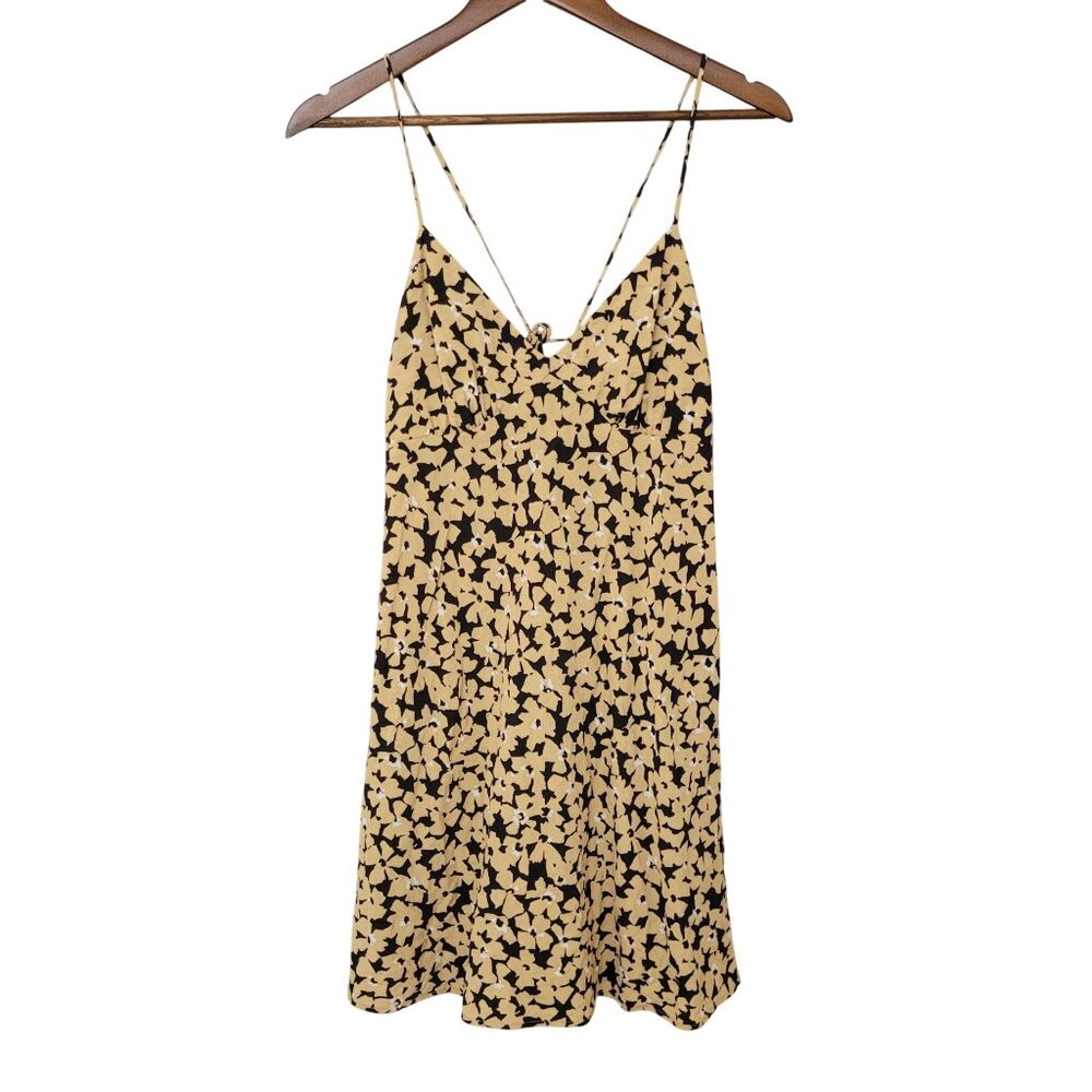 Madewell Lightspun Tie-Strap Mini Dress Womens Size 8 Yellow Floral